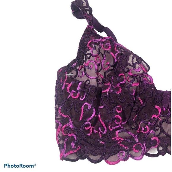 Victoria Secret Purple Lace Unlined Underwire Bra - Picture 2 of 7
